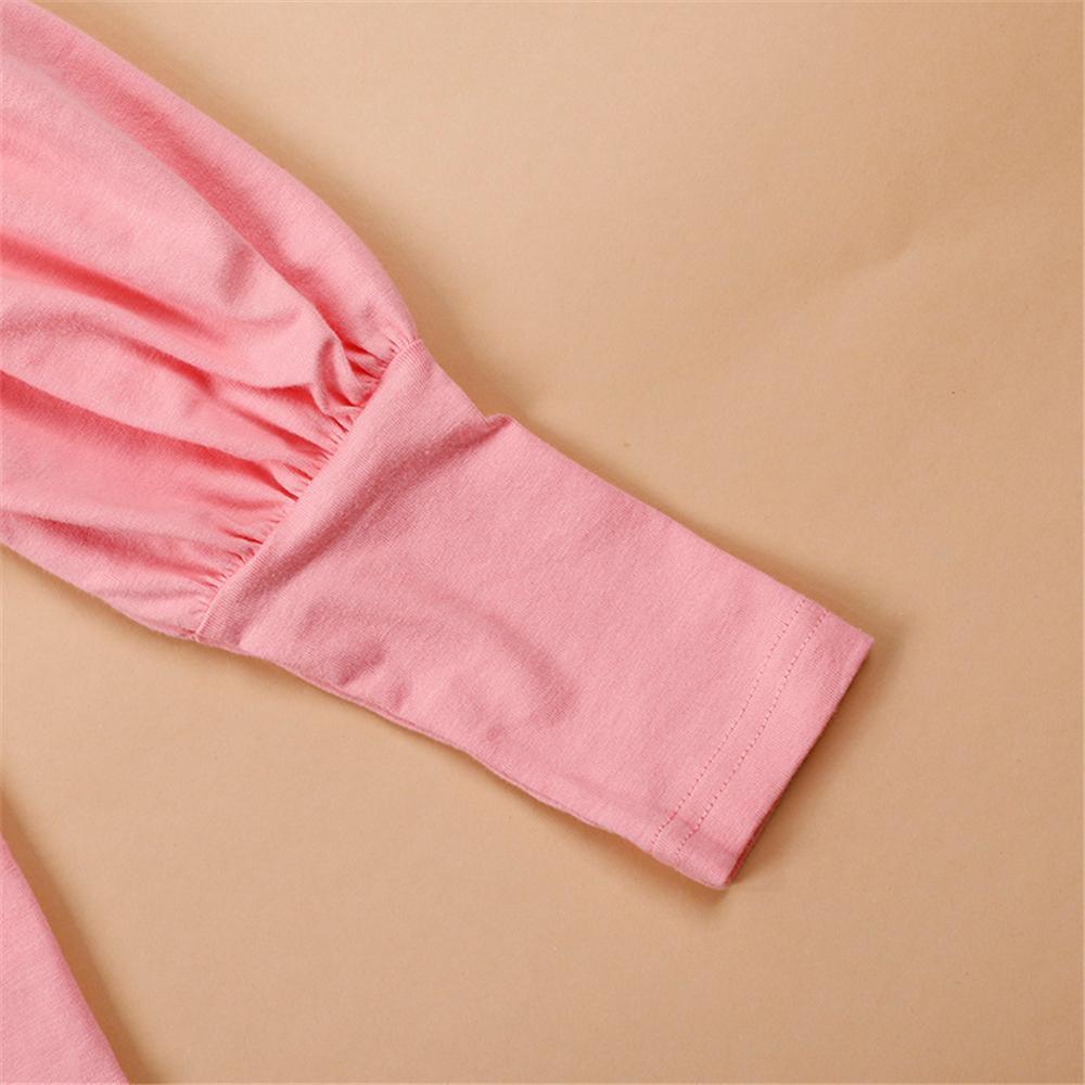 Girls Puff Sleeve Solid Color Casual Top Girl T Shirts Wholesale - PrettyKid