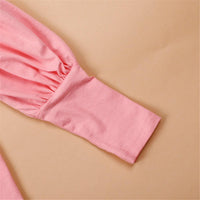 Girls Puff Sleeve Solid Color Casual Top Girl T Shirts Wholesale - PrettyKid