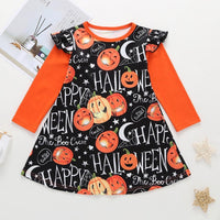 Girls Pumpkin Letter Printed Long Sleeve Dresses Girls Leggings Wholesale - PrettyKid