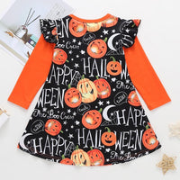 Girls Pumpkin Letter Printed Long Sleeve Dresses Girls Leggings Wholesale - PrettyKid