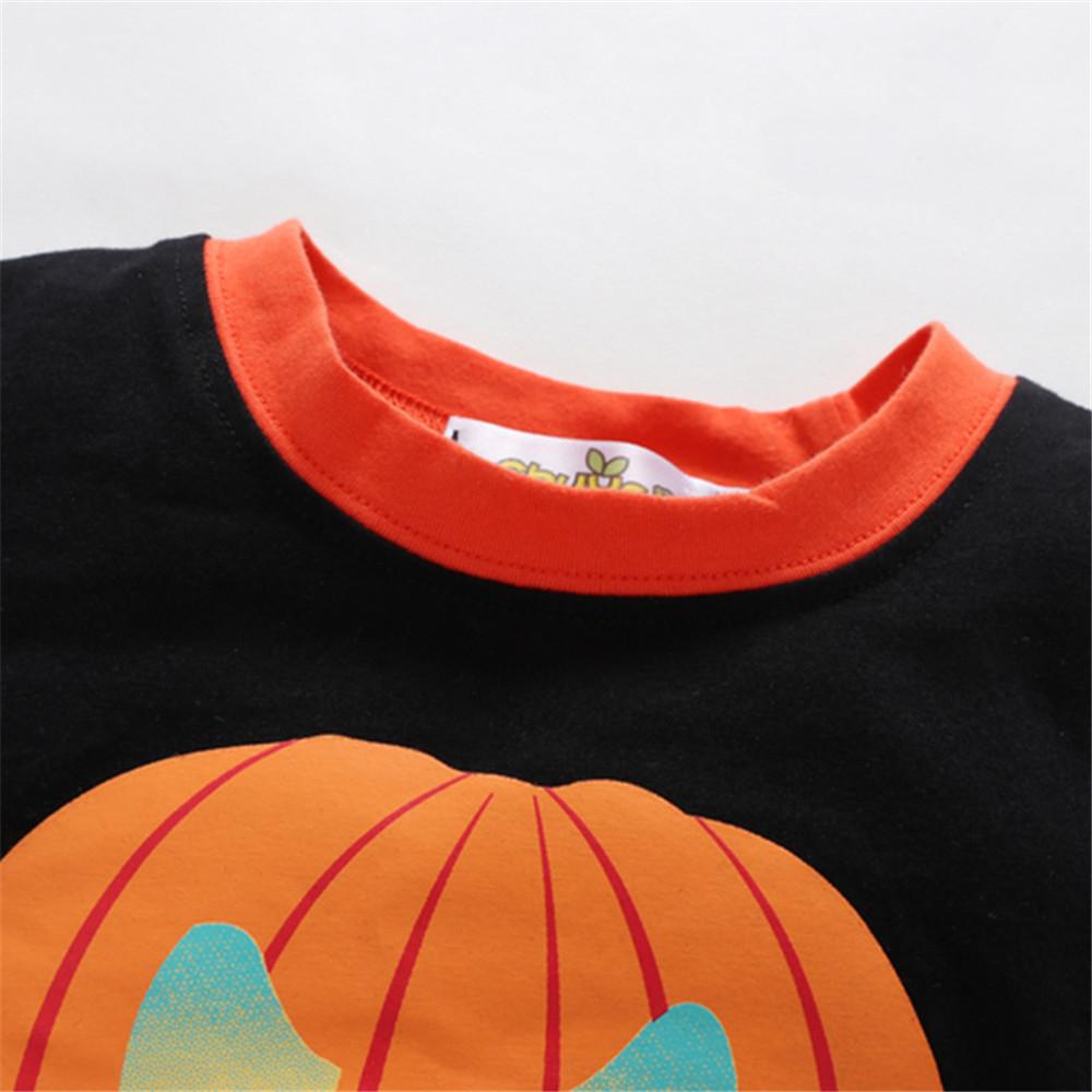 Boys Pumpkin Long Sleeve Halloween Printed Top & Pants - PrettyKid