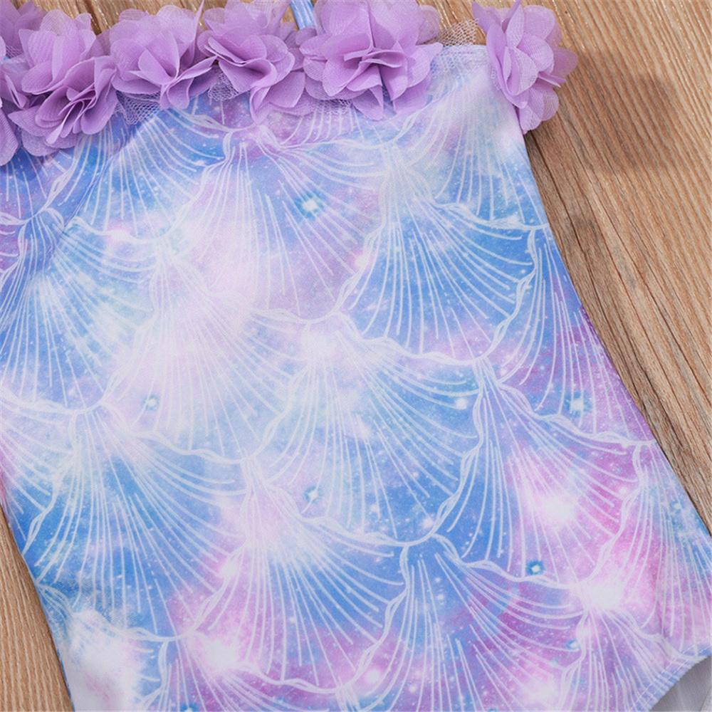 Girls Purple Flower Sleeveless Tie Dye Swimwear Girl Boutique Clothing Wholesale - PrettyKid