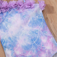 Girls Purple Flower Sleeveless Tie Dye Swimwear Girl Boutique Clothing Wholesale - PrettyKid