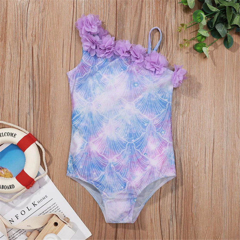Girls Purple Flower Sleeveless Tie Dye Swimwear Girl Boutique Clothing Wholesale - PrettyKid