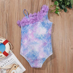 Girls Purple Flower Sleeveless Tie Dye Swimwear Girl Boutique Clothing Wholesale - PrettyKid