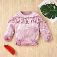 Girls Purple Ruffle Solid Color Long Sleeve Top & Pants Kid Apparel Wholesale - PrettyKid