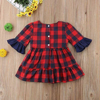 Toddler Girl Ruffle Cuffed Plaid Dress - PrettyKid