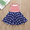 New Baby Girls' Sleeveless Dress Independence Day Striped Dress - PrettyKid