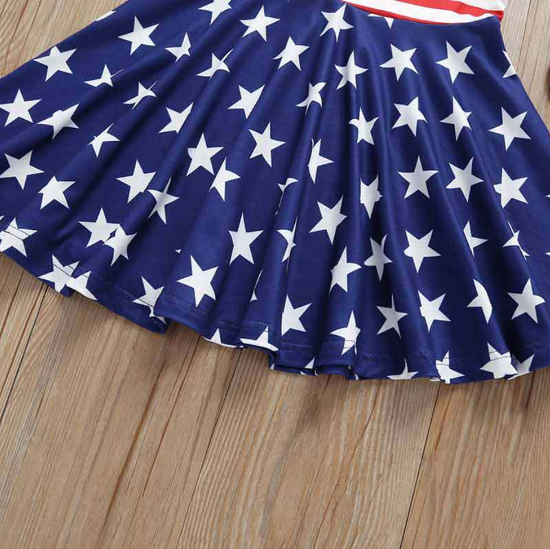 New Baby Girls' Sleeveless Dress Independence Day Striped Dress - PrettyKid