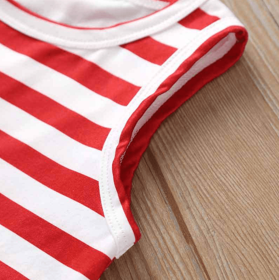 New Baby Girls' Sleeveless Dress Independence Day Striped Dress - PrettyKid