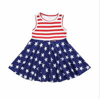 New Baby Girls' Sleeveless Dress Independence Day Striped Dress - PrettyKid