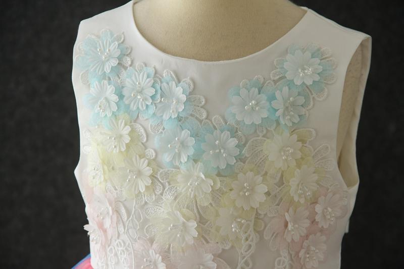Girl Flower Lace Rainbow Skirt Princess Tutu Wedding Dress - PrettyKid