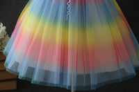 Girl Flower Lace Rainbow Skirt Princess Tutu Wedding Dress - PrettyKid