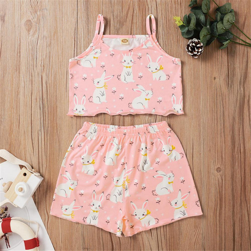 Girls Rabbit Animal Printed Tank Top & Shorts Girl Boutique clothes Wholesale - PrettyKid