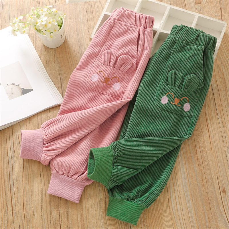 Toddler Girls Rabbit Corduroy Solid Trousers Girls Wholesale Clothes - PrettyKid
