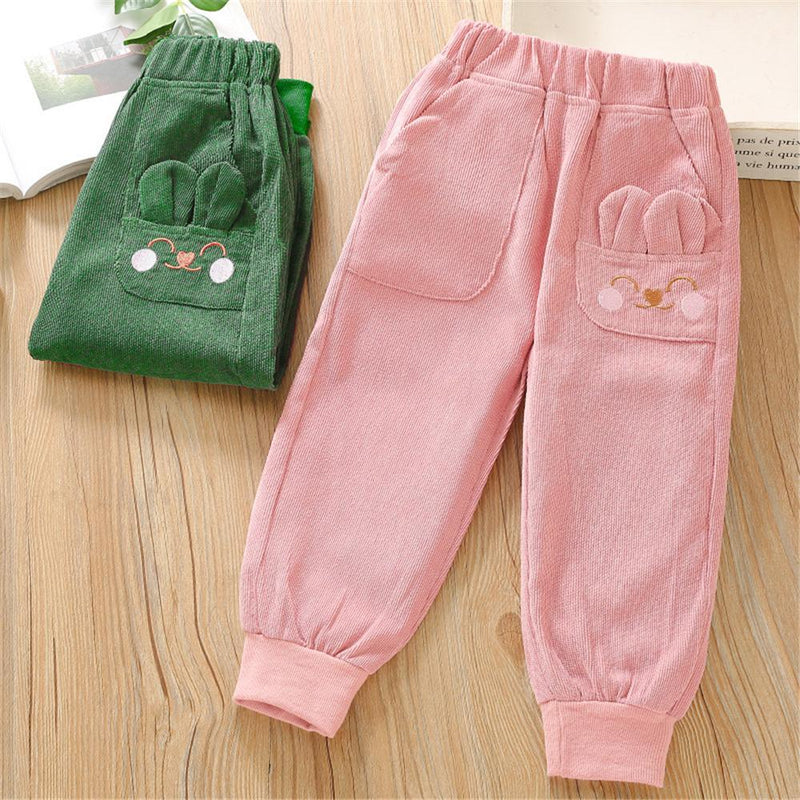 Toddler Girls Rabbit Corduroy Solid Trousers Girls Wholesale Clothes - PrettyKid