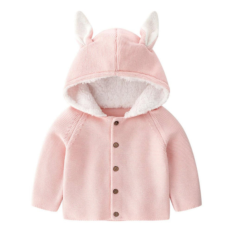 Baby Unisex Rabbit Ear Hooded Knitting Cardigan Jackets - PrettyKid