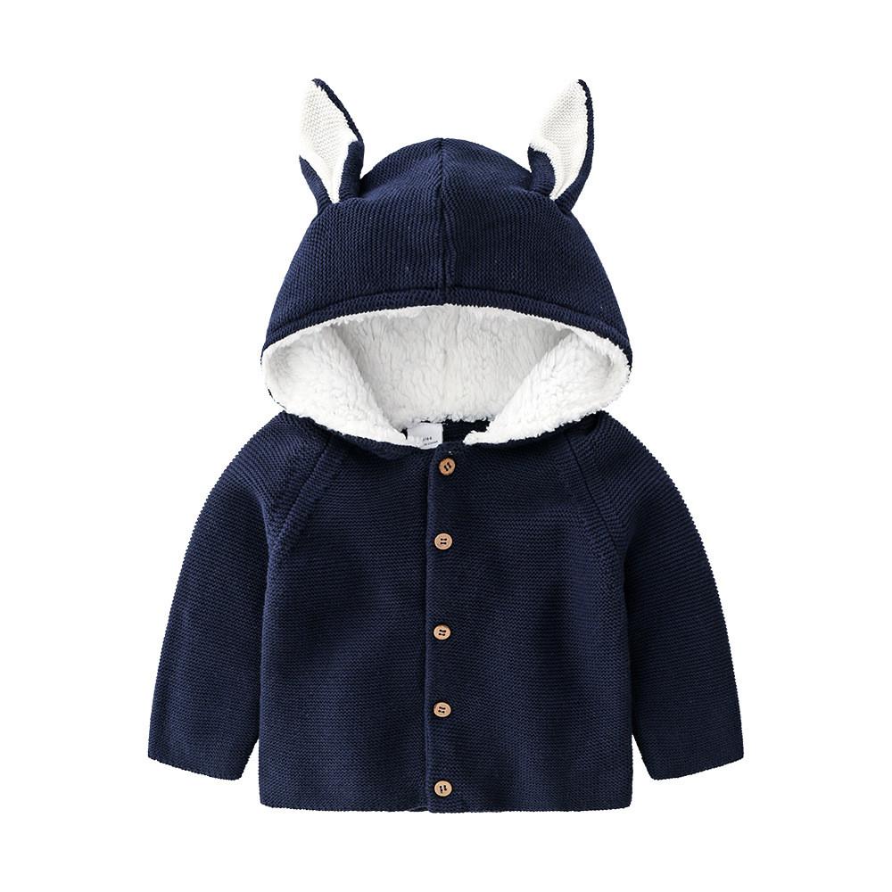 Baby Unisex Rabbit Ear Hooded Knitting Cardigan Jackets - PrettyKid