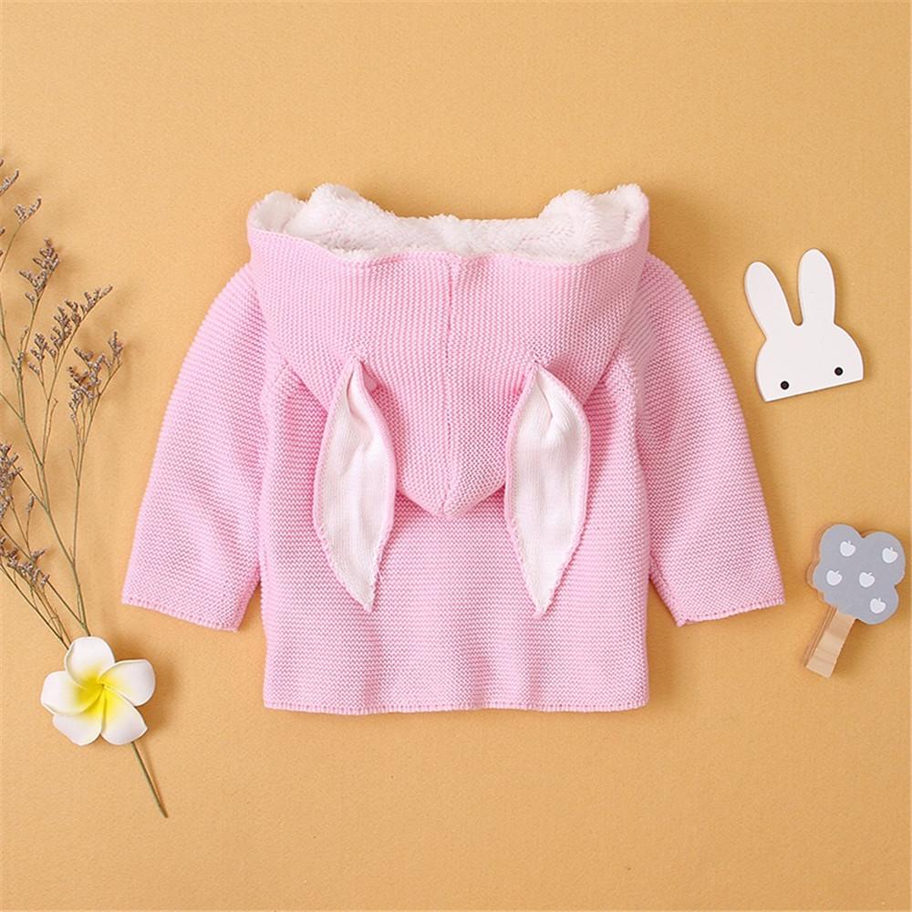 Baby Rabbit Ear Hooded Long Sleeve Warm Cute Sweaters - PrettyKid