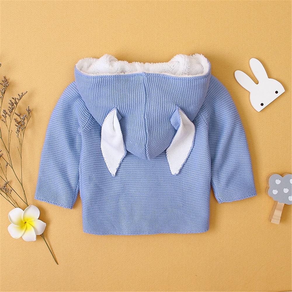 Baby Rabbit Ear Hooded Long Sleeve Warm Cute Sweaters - PrettyKid