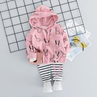 Girls Rabbit Hooded Jumper & Striped Pants - PrettyKid