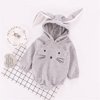 Baby Girls Rabbit Hooded Long Sleeve Rompers - PrettyKid