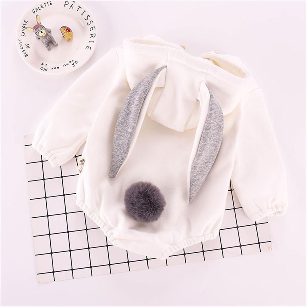 Baby Girls Rabbit Hooded Long Sleeve Rompers - PrettyKid