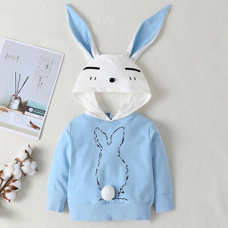 Girls Rabbit Hooded Long Sleeve Tops - PrettyKid