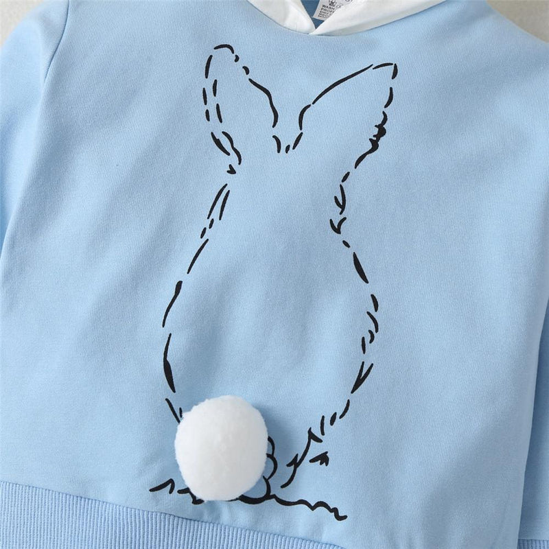 Girls Rabbit Hooded Long Sleeve Tops - PrettyKid