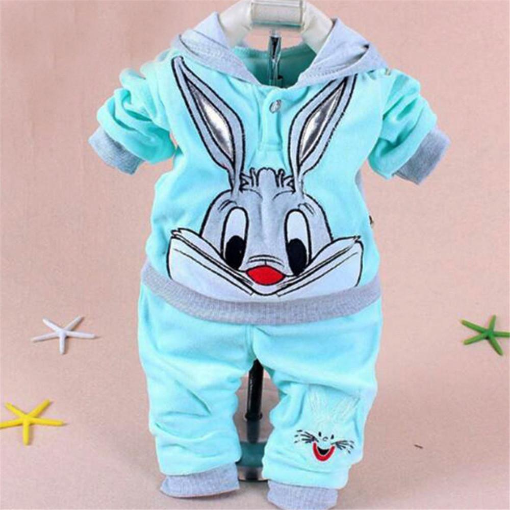 Girls Rabbit Hooded Long Sleeve Tops & Pants - PrettyKid