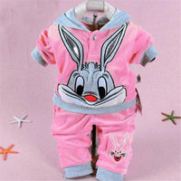 Girls Rabbit Hooded Long Sleeve Tops & Pants - PrettyKid