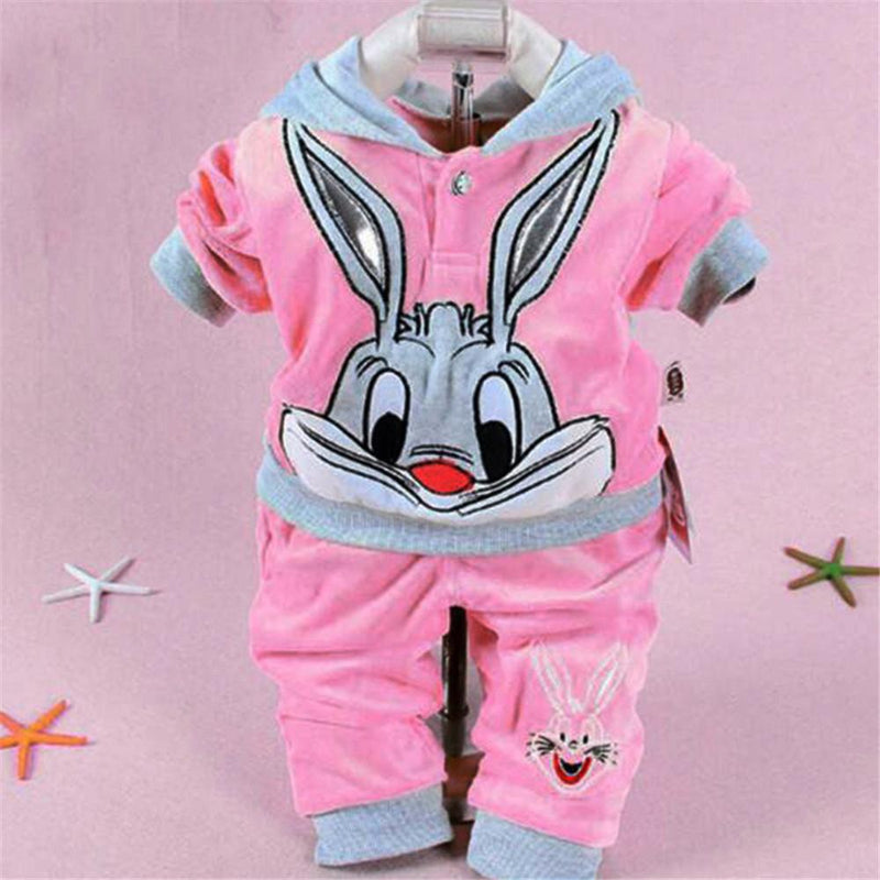 Girls Rabbit Hooded Long Sleeve Tops & Pants - PrettyKid