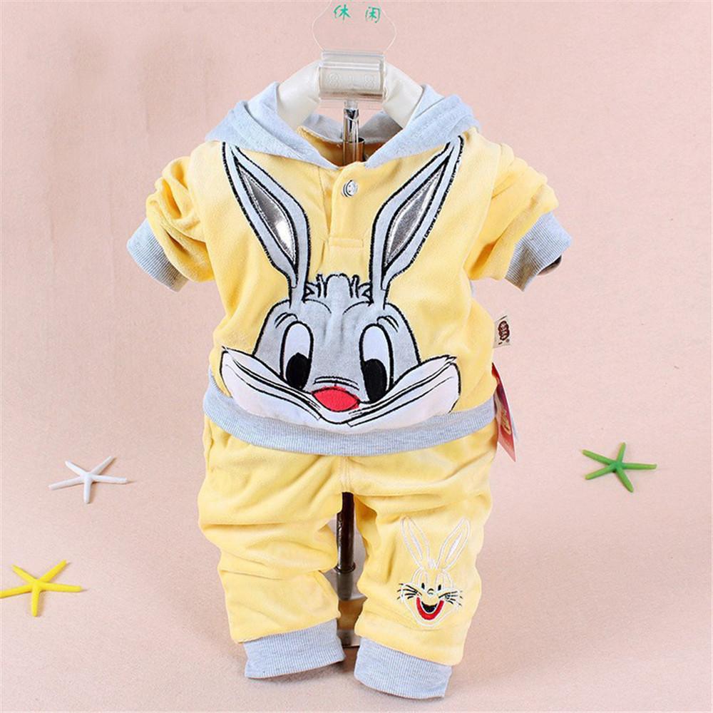 Girls Rabbit Hooded Long Sleeve Tops & Pants - PrettyKid