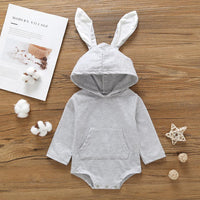 Baby Unisex Rabbit Hooded Solid Romper Baby Clothes Cheap Wholesale - PrettyKid