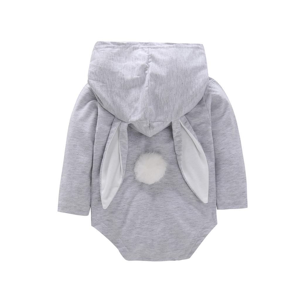 Baby Unisex Rabbit Hooded Solid Romper Baby Clothes Cheap Wholesale - PrettyKid