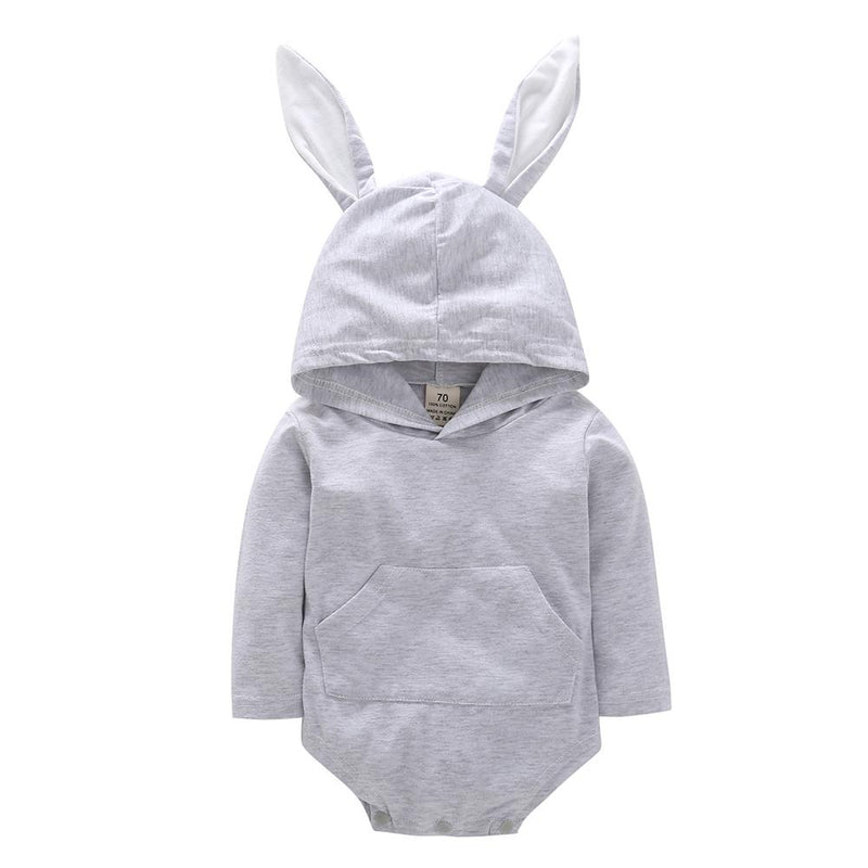 Baby Unisex Rabbit Hooded Solid Romper Baby Clothes Cheap Wholesale - PrettyKid