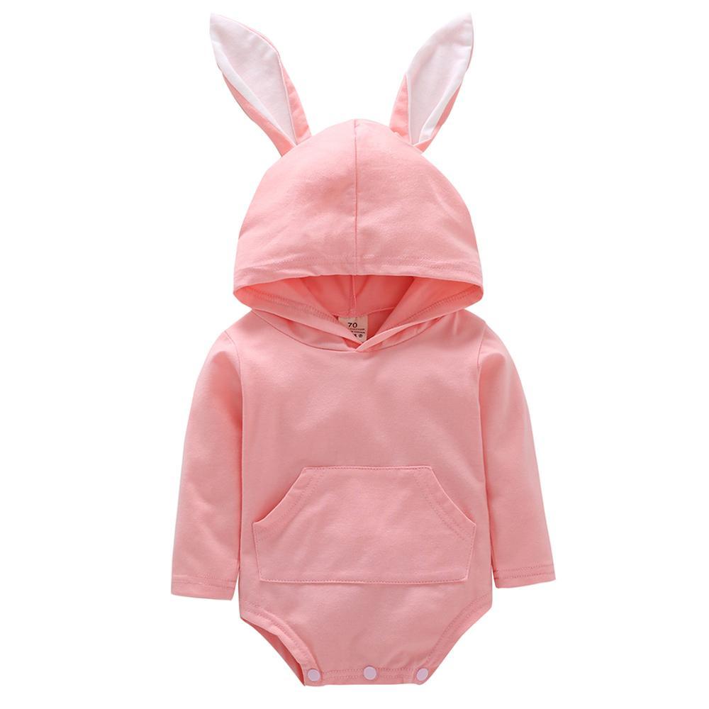 Baby Unisex Rabbit Hooded Solid Romper Baby Clothes Cheap Wholesale - PrettyKid