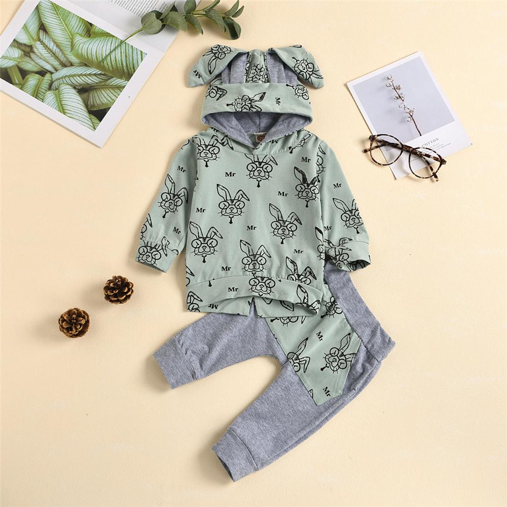 Baby Unisex Rabbit Hooded Top & Pants Cheap Boutique Baby Clothes - PrettyKid