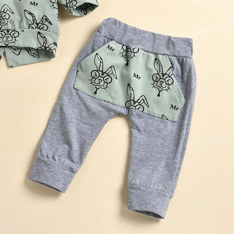 Baby Unisex Rabbit Hooded Top & Pants Cheap Boutique Baby Clothes - PrettyKid
