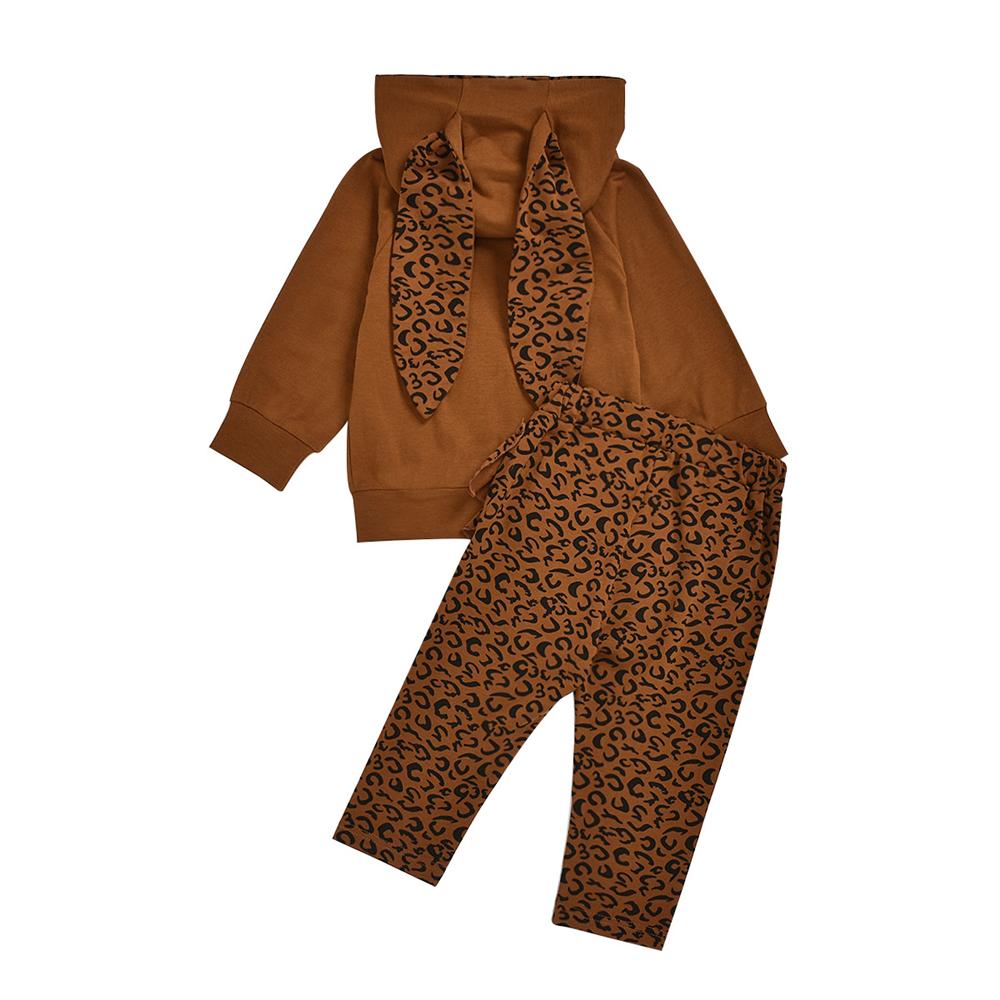 Girls Rabbit Leopard Printed Hooded Top & Pants Girls Clothing Wholesalers - PrettyKid