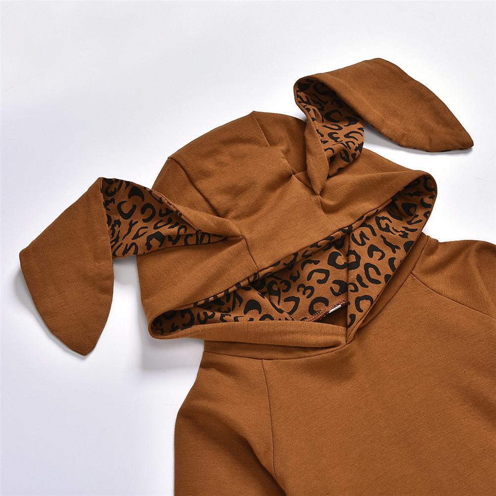 Girls Rabbit Leopard Printed Hooded Top & Pants Girls Clothing Wholesalers - PrettyKid