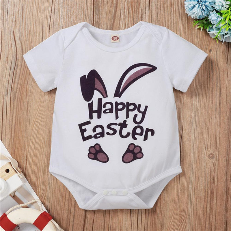 Baby Printed Short Sleeve Romper For Easter Wholesale - PrettyKid