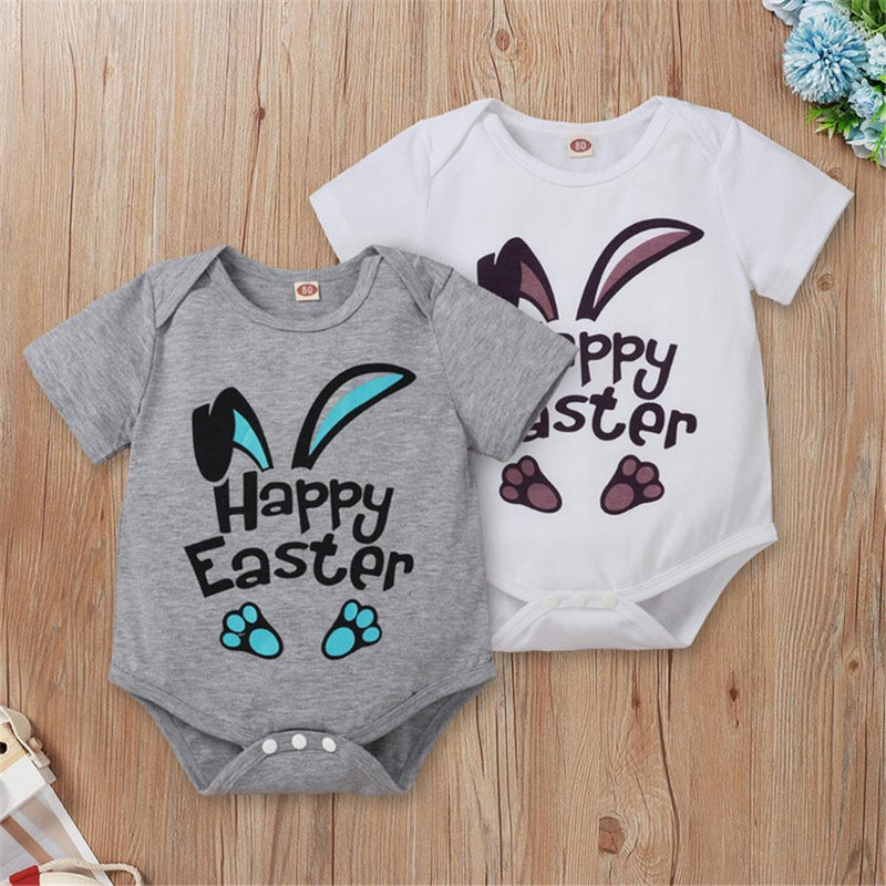 Baby Printed Short Sleeve Romper For Easter Wholesale - PrettyKid