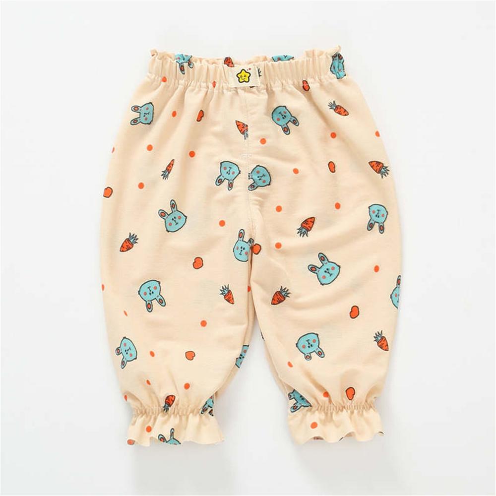 Baby Girls Rabbit Print Elastic Waist Pants - PrettyKid