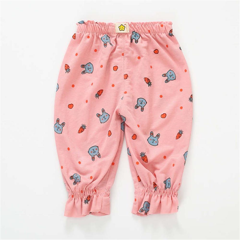 Baby Girls Rabbit Print Elastic Waist Pants - PrettyKid