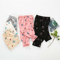 Baby Girls Rabbit Print Elastic Waist Pants - PrettyKid