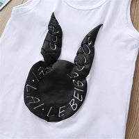 Baby Unisex Rabbit Sleeveless Top & Striped Shorts Baby Boutique Wholesale - PrettyKid