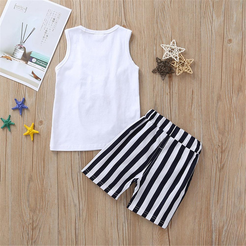 Baby Unisex Rabbit Sleeveless Top & Striped Shorts Baby Boutique Wholesale - PrettyKid