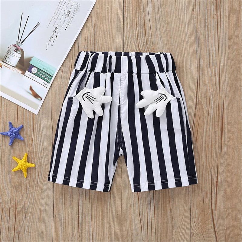 Baby Unisex Rabbit Sleeveless Top & Striped Shorts Baby Boutique Wholesale - PrettyKid