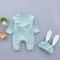 Baby Unisex Rabbit Solid Long Sleeve Romper & Hat - PrettyKid